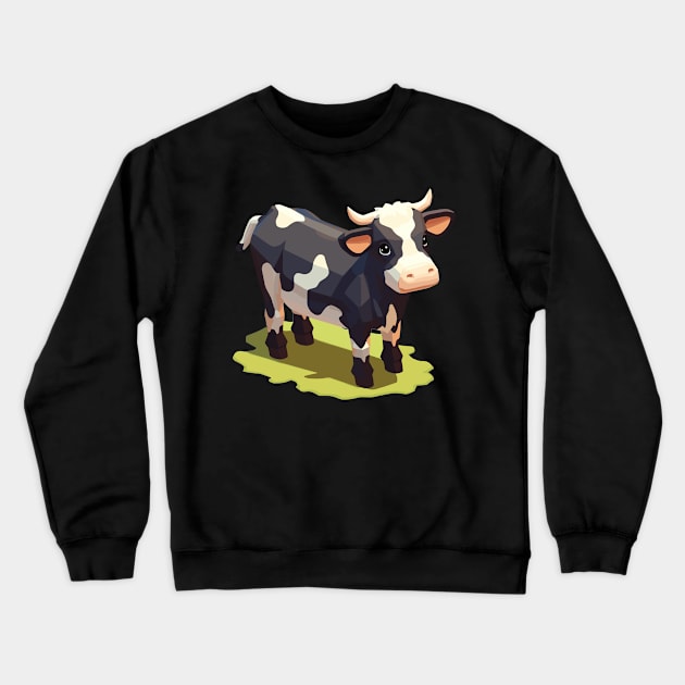 Udderly Cute Chubby Chibi Isometric Cow Crewneck Sweatshirt by DanielLiamGill